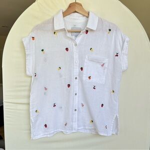 Rails Whitney Button Up Short Sleeve Shirt in Embroidered Fruit Medley